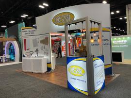 RENTAL: 10 x 20 Island Design with Curved Double-Sided Gravitee Wall Structure -- View 2